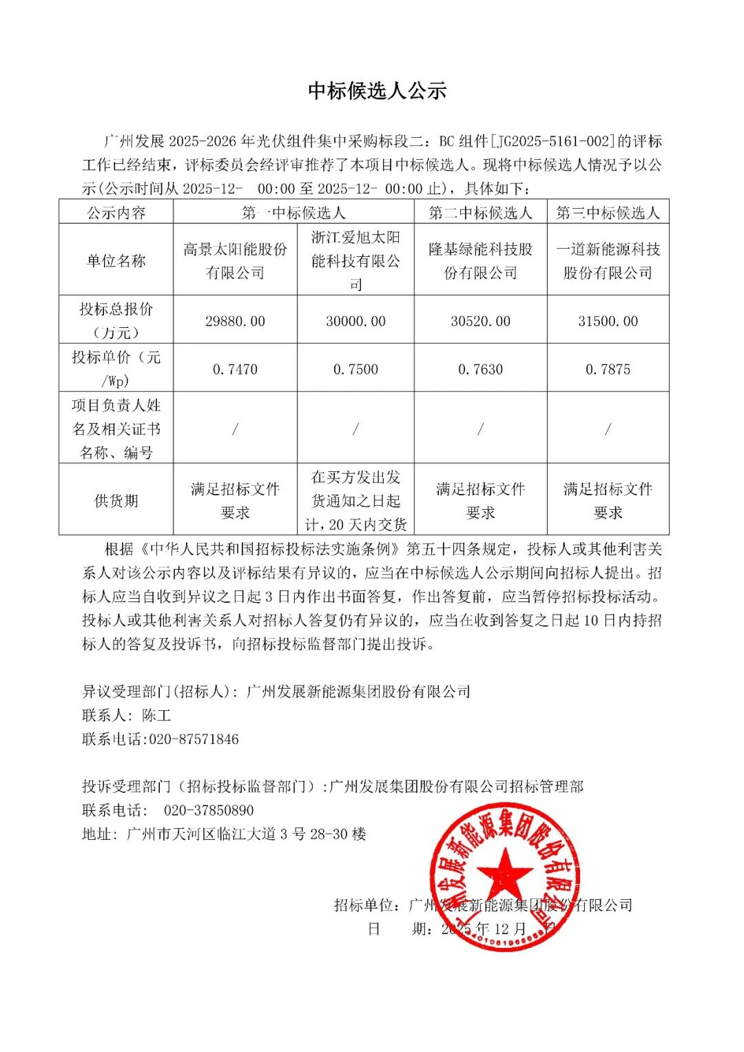 晶科、隆基、爱旭、晶澳、一道等7企入围,1.2GW组件集采